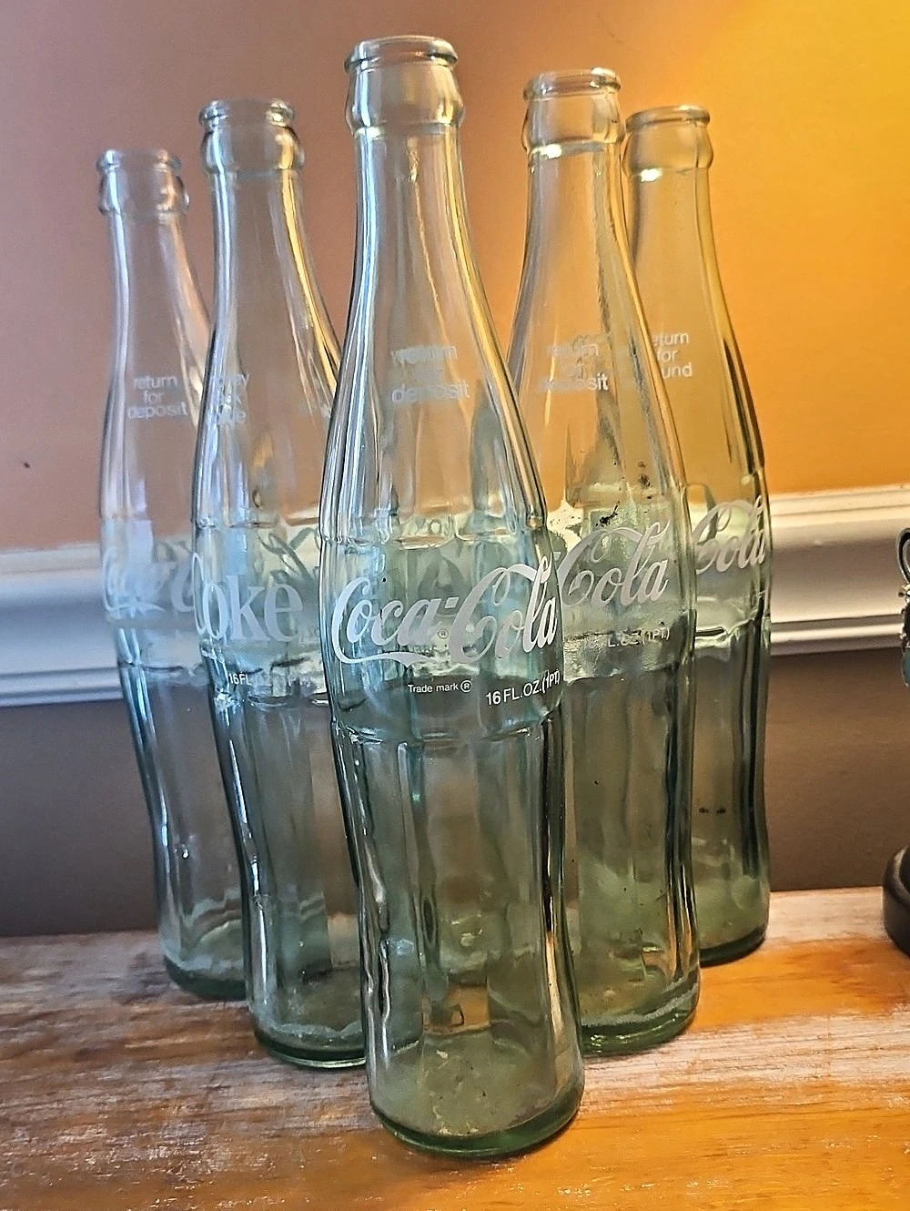 6 Coca-Cola Vintage 16 FL. OZ. Return for Deposit Glass Coca-Cola Bottle Set